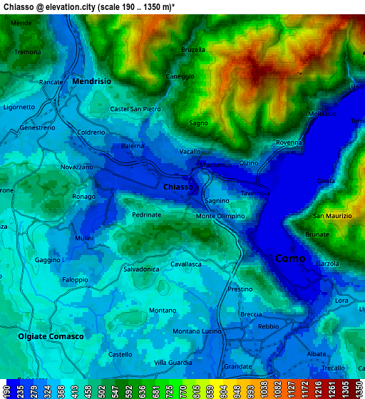 Zoom OUT 2x Chiasso, Switzerland elevation map