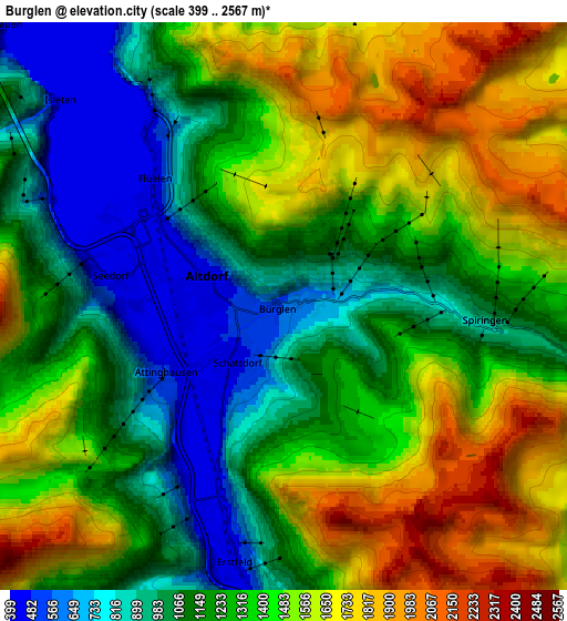 Zoom OUT 2x Bürglen, Switzerland elevation map