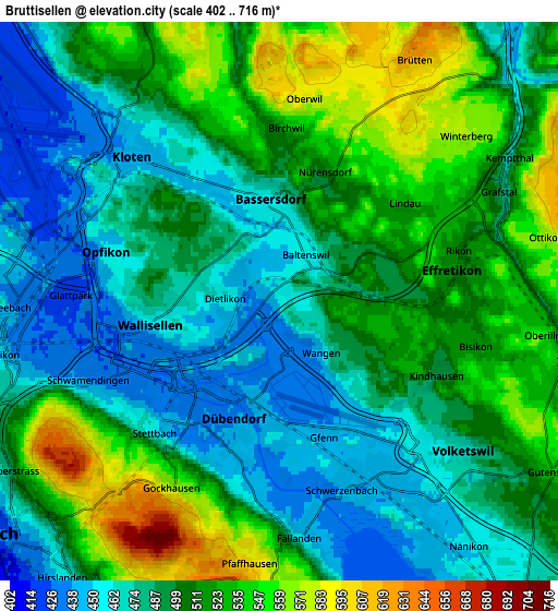 Zoom OUT 2x Brüttisellen, Switzerland elevation map