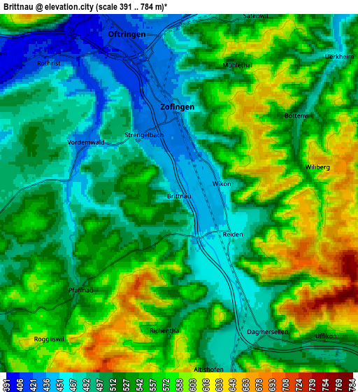 Zoom OUT 2x Brittnau, Switzerland elevation map