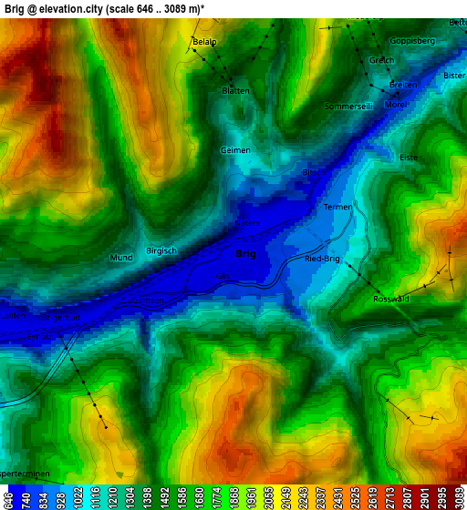 Zoom OUT 2x Brig, Switzerland elevation map