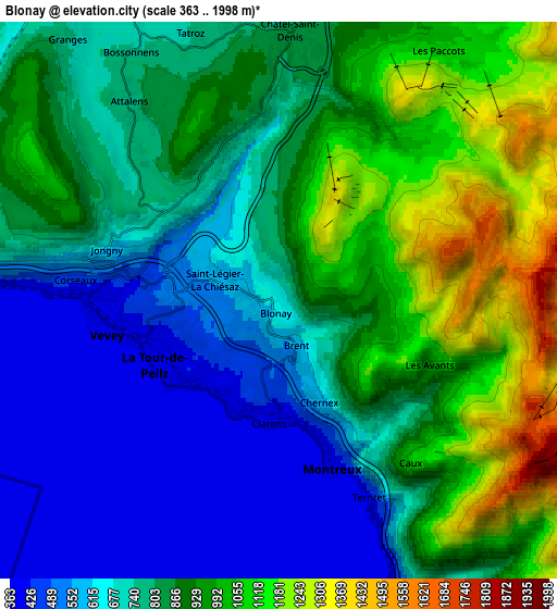 Zoom OUT 2x Blonay, Switzerland elevation map