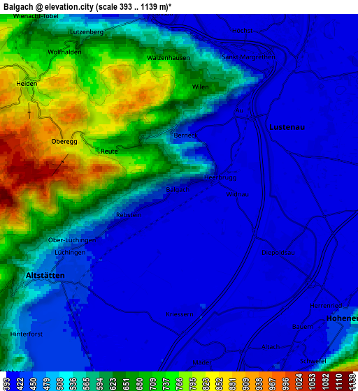 Zoom OUT 2x Balgach, Switzerland elevation map