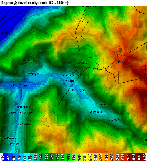 Zoom OUT 2x Bagnes, Switzerland elevation map