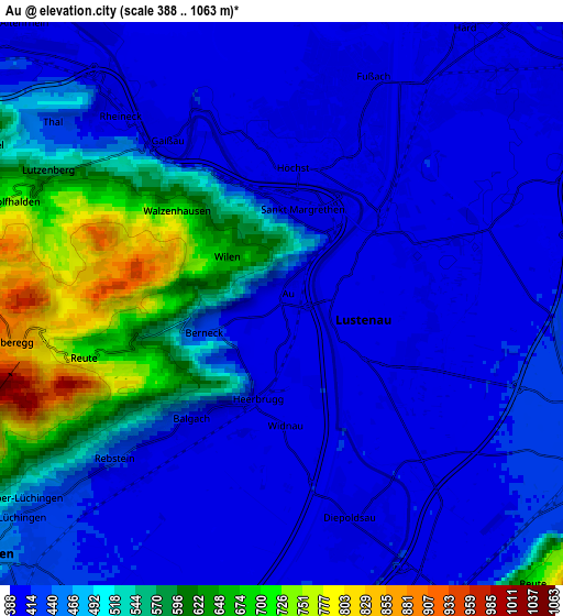 Zoom OUT 2x Au, Switzerland elevation map