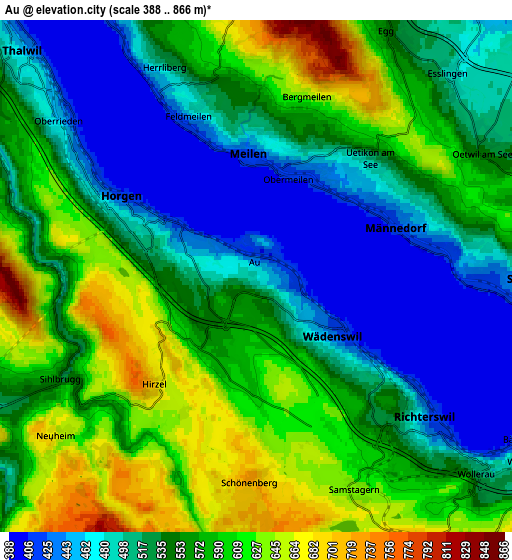 Zoom OUT 2x Au, Switzerland elevation map