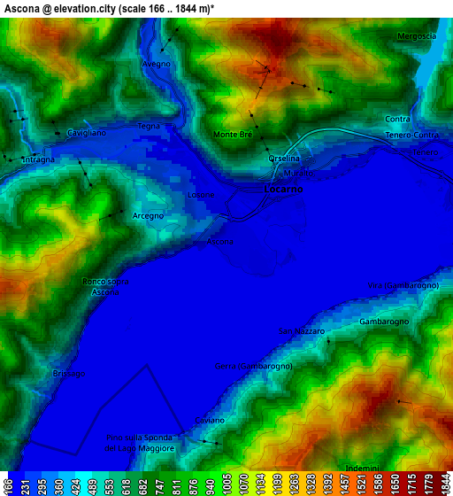 Zoom OUT 2x Ascona, Switzerland elevation map