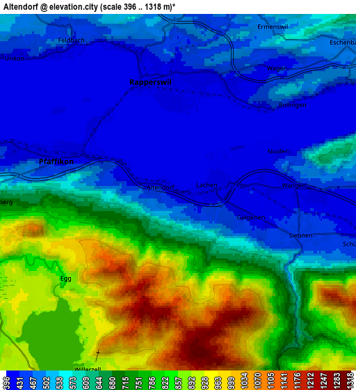 Zoom OUT 2x Altendorf, Switzerland elevation map