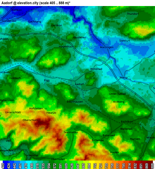 Zoom OUT 2x Aadorf, Switzerland elevation map