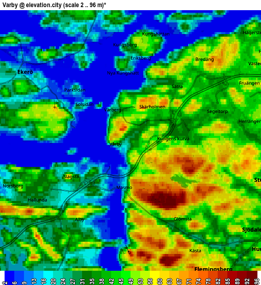 Zoom OUT 2x Vårby, Sweden elevation map