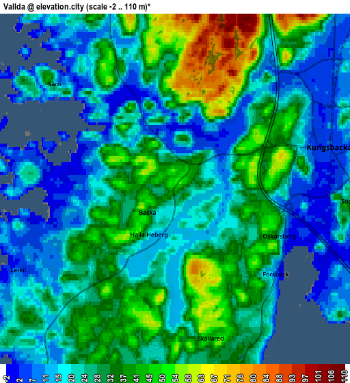 Zoom OUT 2x Vallda, Sweden elevation map