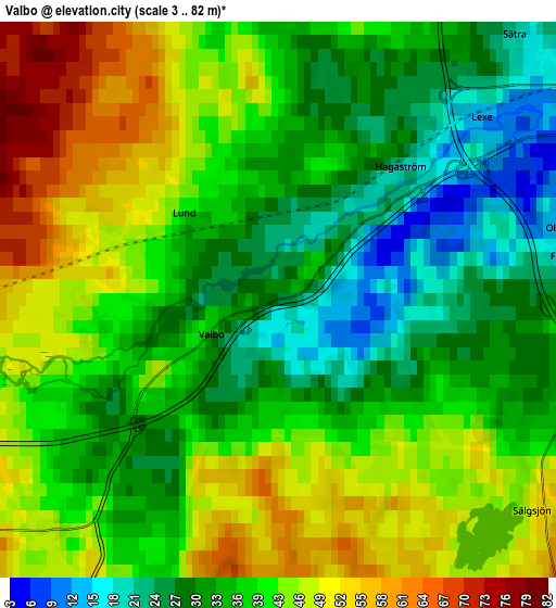 Zoom OUT 2x Valbo, Sweden elevation map