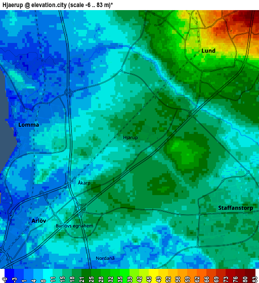 Zoom OUT 2x Hjärup, Sweden elevation map