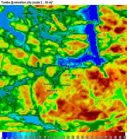 Zoom OUT 2x Tumba, Sweden elevation map
