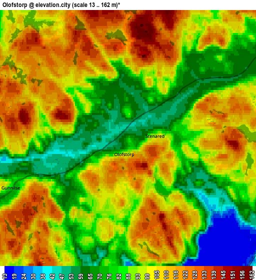 Zoom OUT 2x Olofstorp, Sweden elevation map