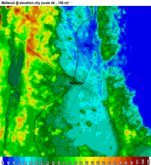 Zoom OUT 2x Mellerud, Sweden elevation map