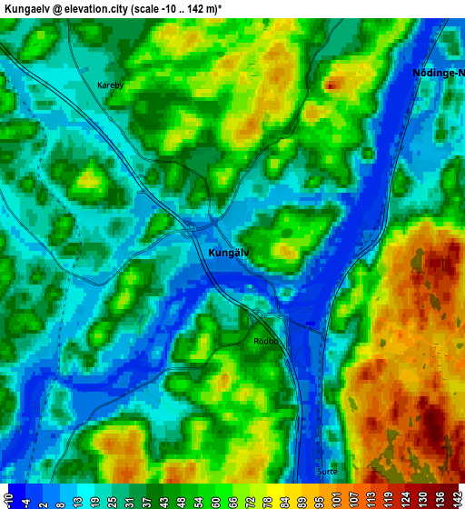 Zoom OUT 2x Kungälv, Sweden elevation map