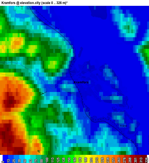Zoom OUT 2x Kramfors, Sweden elevation map