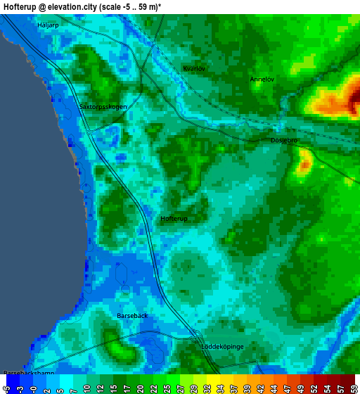 Zoom OUT 2x Hofterup, Sweden elevation map