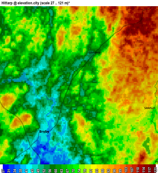 Zoom OUT 2x Hittarp, Sweden elevation map