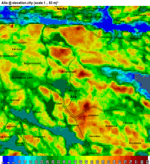 Zoom OUT 2x Älta, Sweden elevation map