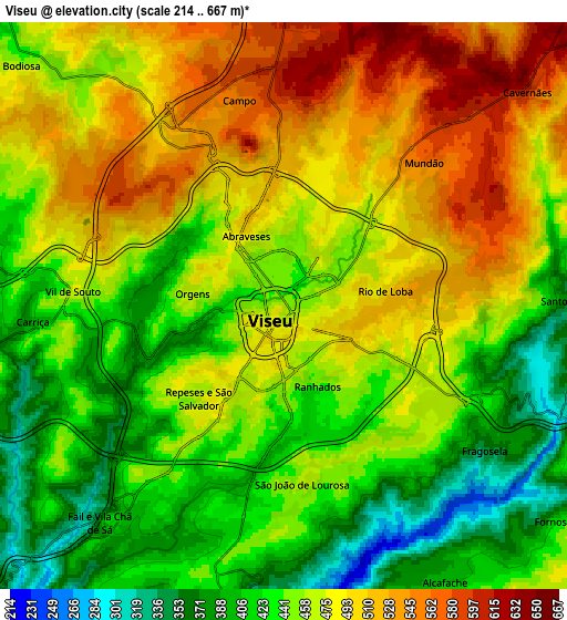 Zoom OUT 2x Viseu, Portugal elevation map