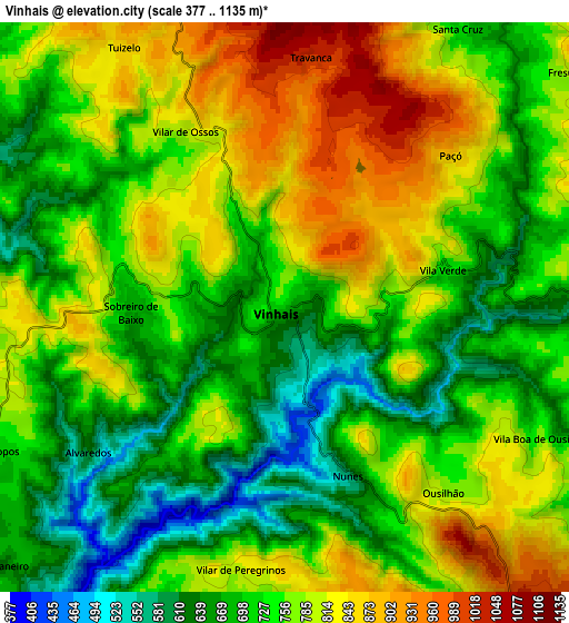 Zoom OUT 2x Vinhais, Portugal elevation map