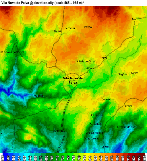 Zoom OUT 2x Vila Nova de Paiva, Portugal elevation map
