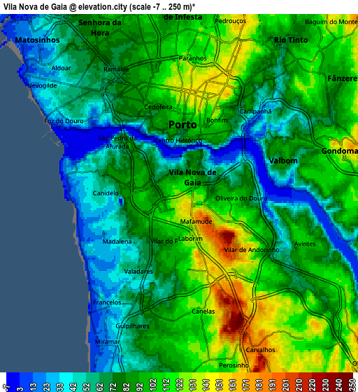 Zoom OUT 2x Vila Nova de Gaia, Portugal elevation map