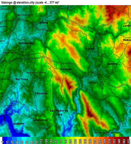Zoom OUT 2x Valongo, Portugal elevation map