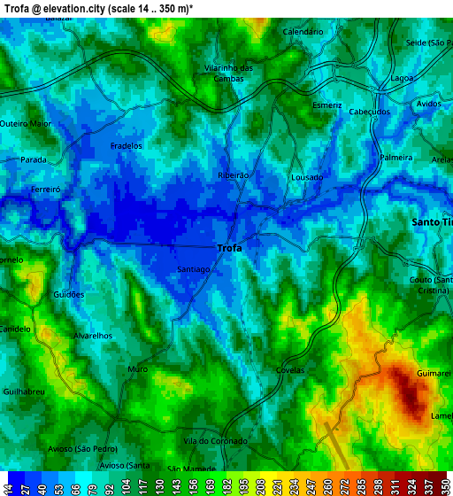 Zoom OUT 2x Trofa, Portugal elevation map