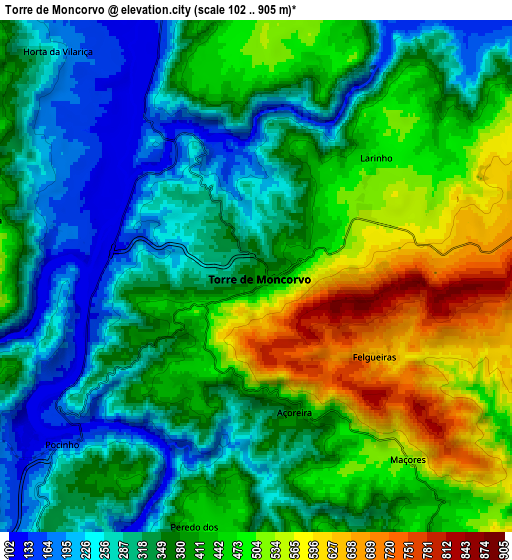 Zoom OUT 2x Torre de Moncorvo, Portugal elevation map