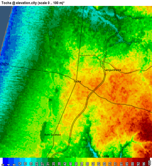 Zoom OUT 2x Tocha, Portugal elevation map