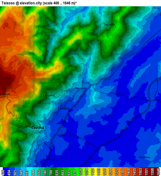 Zoom OUT 2x Teixoso, Portugal elevation map