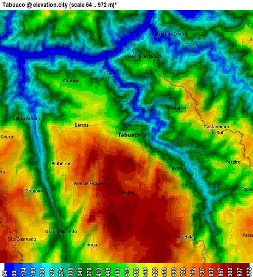 Zoom OUT 2x Tabuaço, Portugal elevation map