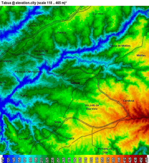 Zoom OUT 2x Tábua, Portugal elevation map
