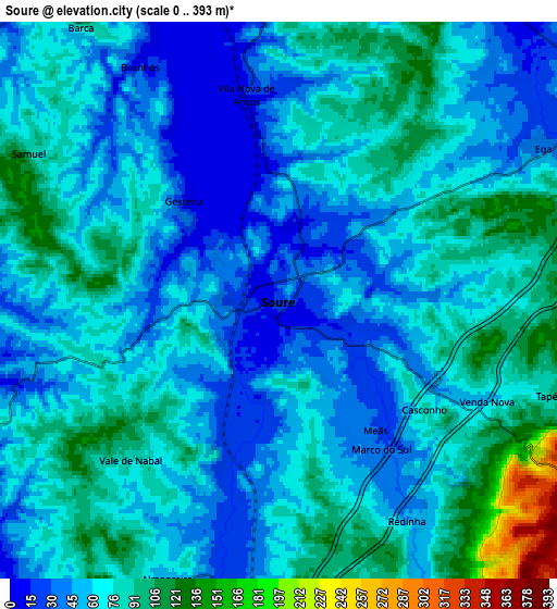 Zoom OUT 2x Soure, Portugal elevation map