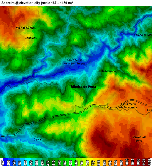 Zoom OUT 2x Sobreira, Portugal elevation map