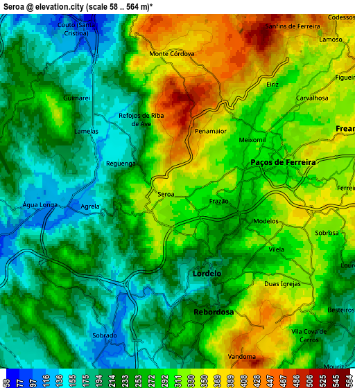 Zoom OUT 2x Seroa, Portugal elevation map