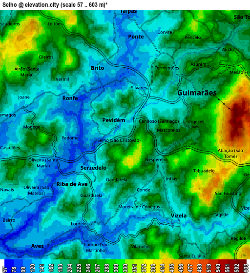 Zoom OUT 2x Selho, Portugal elevation map