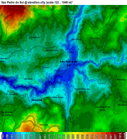 Zoom OUT 2x São Pedro do Sul, Portugal elevation map