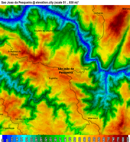 Zoom OUT 2x São João da Pesqueira, Portugal elevation map