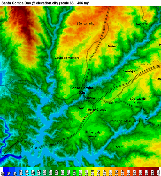 Zoom OUT 2x Santa Comba Dão, Portugal elevation map