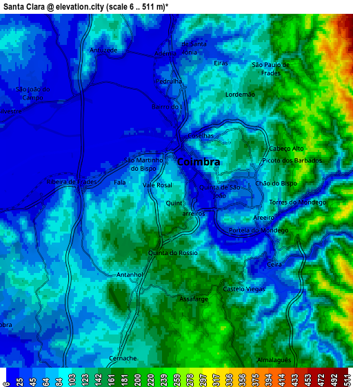 Zoom OUT 2x Santa Clara, Portugal elevation map