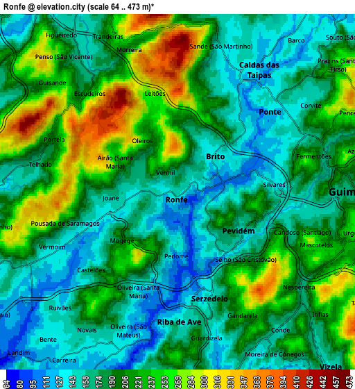 Zoom OUT 2x Ronfe, Portugal elevation map