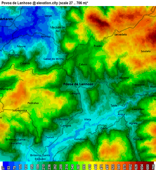 Zoom OUT 2x Póvoa de Lanhoso, Portugal elevation map