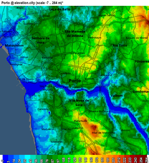 Zoom OUT 2x Porto, Portugal elevation map