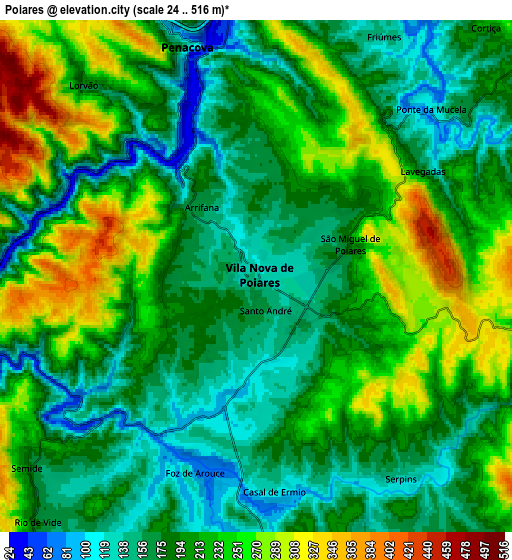 Zoom OUT 2x Poiares, Portugal elevation map