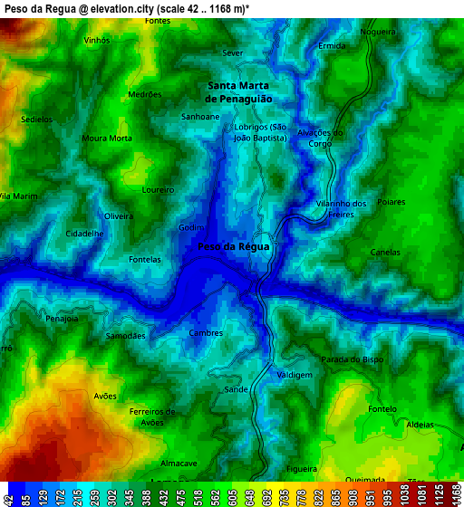 Zoom OUT 2x Peso da Régua, Portugal elevation map