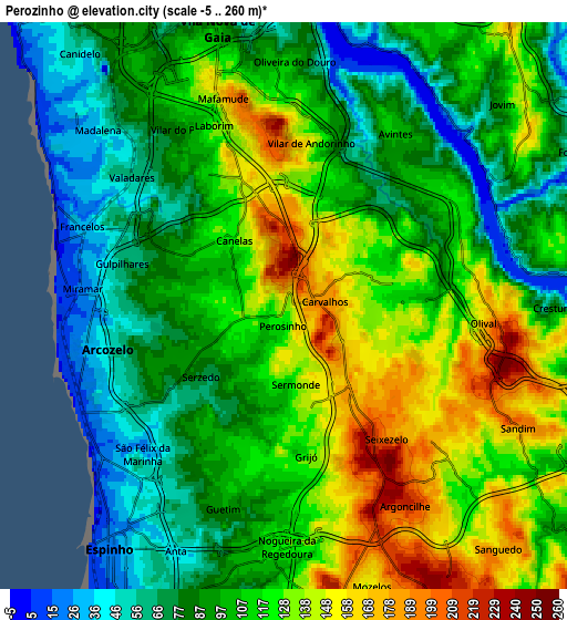 Zoom OUT 2x Perozinho, Portugal elevation map